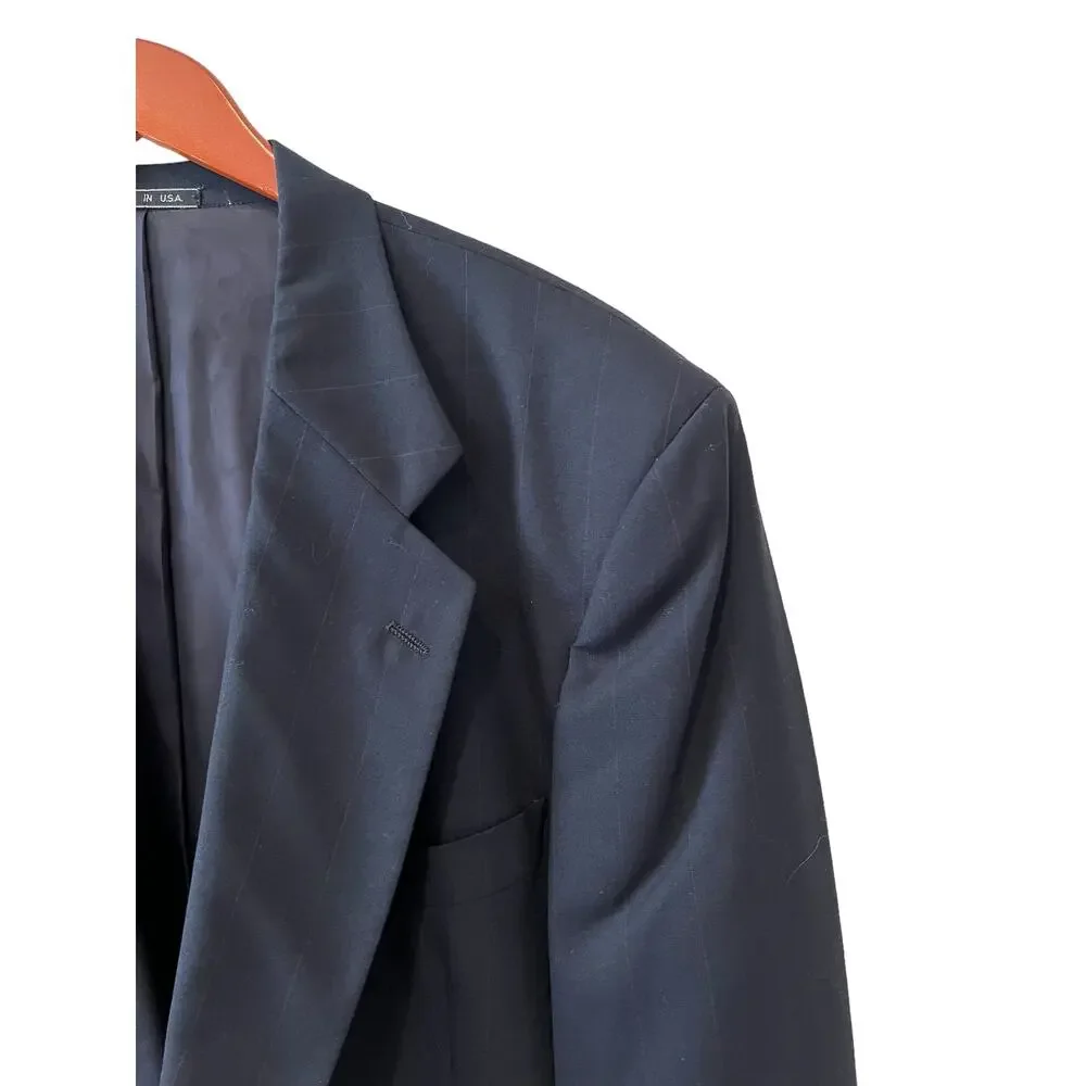 Emanuel Ungaro Uomo Classic Blazer Navy Blue Pinstripe Suit 44L